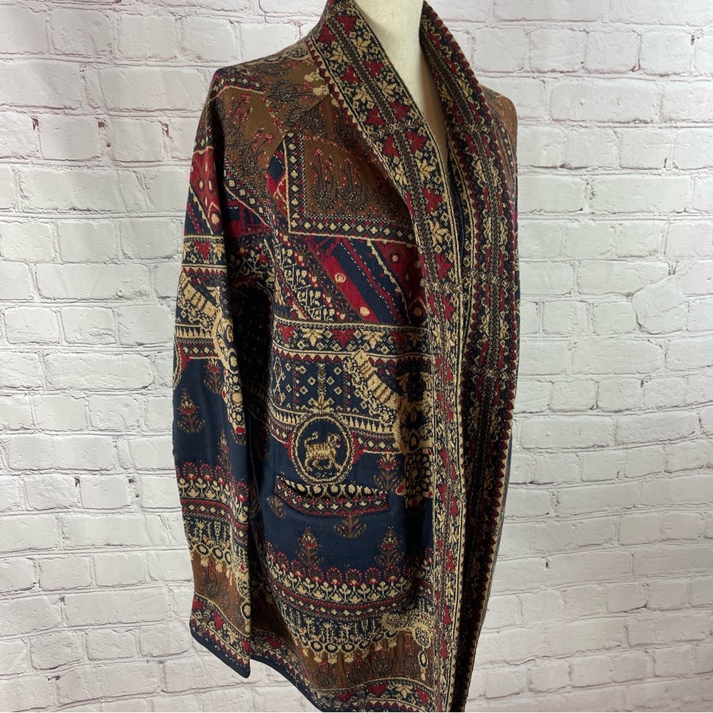 Novica floral viscose bland jacquard jacket made in India size large w/ stretch
